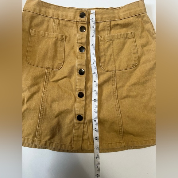 Urban Outfitters BDG Mustard Button-Front Mini Skirt | Utility Pockets | Size S - Picture 6 of 6